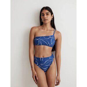 Madewell Women’s Double-Strap One-Shoulder Bikini Top Size XL Bluestone NWT